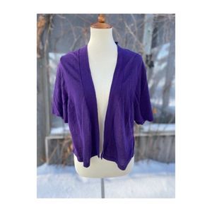 Lane Bryant Purple Linen Blend Cardigan Open Front 1/2 Sleeve Sz 18/20